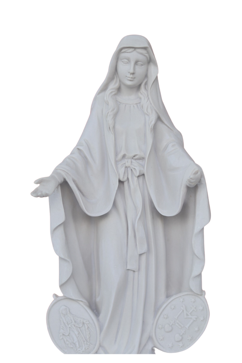 Virgen de la Milagrosa con medallas Blanca - 20 cm
